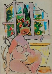 Akt na tle okna, akwarele, 100x70 cm, 1952 Akt na tle okna, akwarele, 100x70 cm, 1952