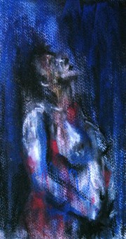 Human Light - węgiel, pastel na papierze, lakier, 2010