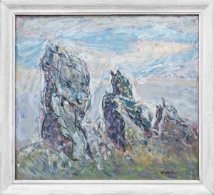 Prządki krośnieńskie, olej na płótnie, 55x61cm, 1969 Prządki krośnieńskie, olej na płótnie, 55x61cm, 1969